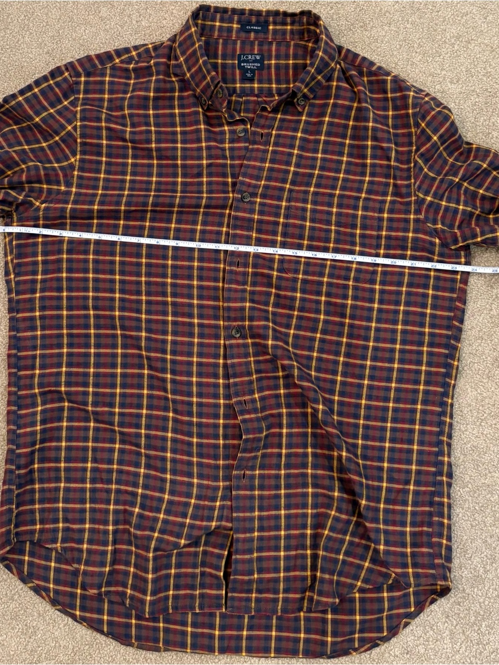 J. Crew Men’s Plaid Button-Down Shirt in Navy, Burgundy & Yellow